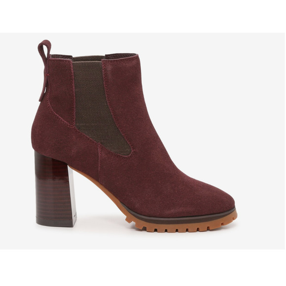 NWT Sanctuary Ravish Suede Chelsea Heel Boot 8 Burgundy Red Bootie Ankle Lug 90s - Picture 4 of 10